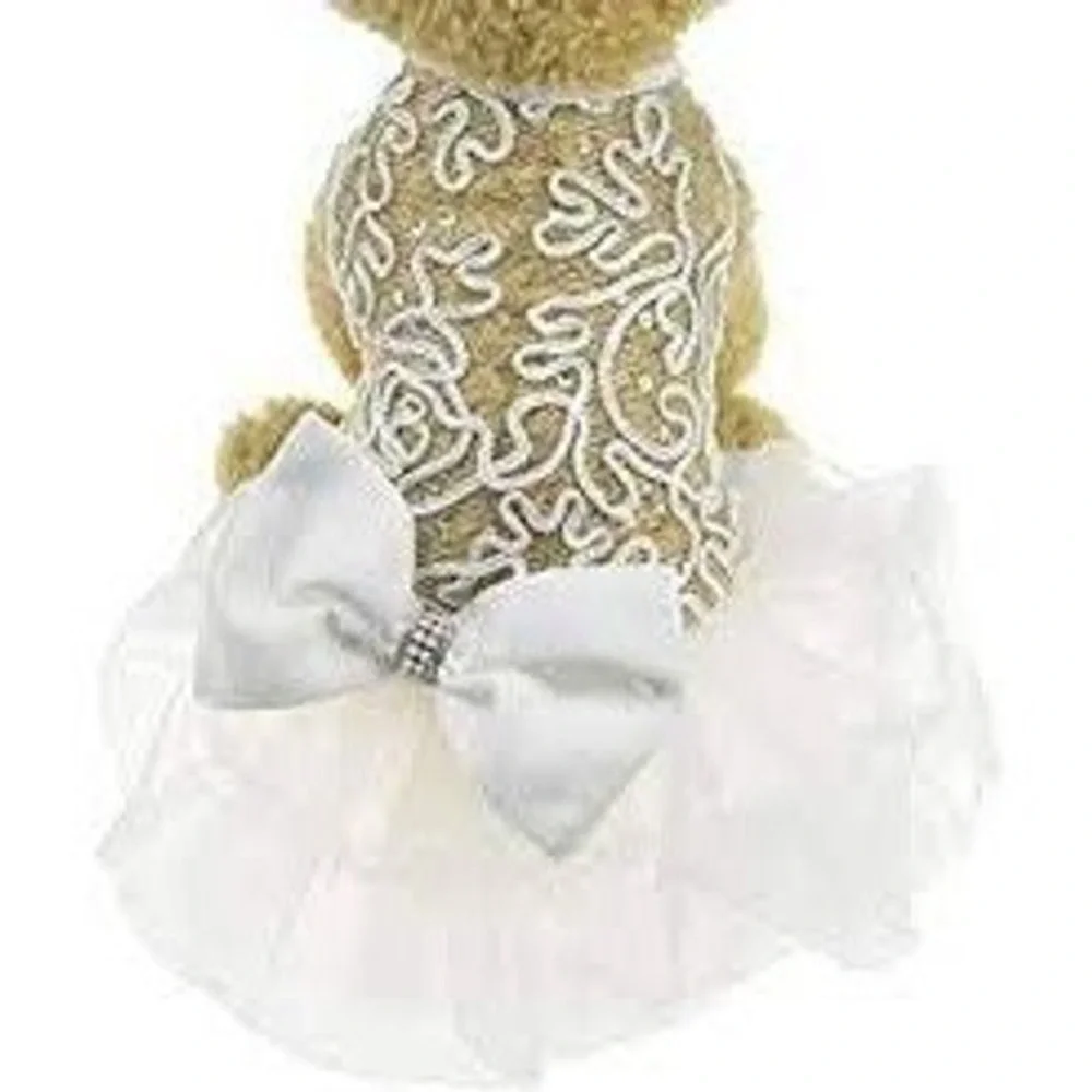 Dog Wedding Dress Lace Tulle White Ivory Pull-over Elegant Bridal Style New